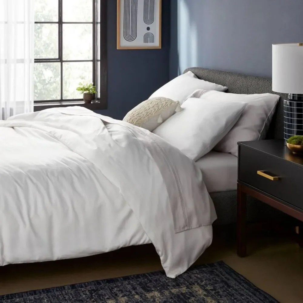 3pc King 320TC TENCEL Cooling Satin Weave Duvet Set - White